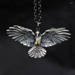Pendant Necklaces Retro Gothic Crow Fashion Domineering Punk Men's Silver Colour Necklace Trend Motorcycle Party Jewellery