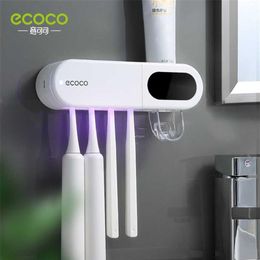 ECOCO Double Sterilization Electric Toothbrush Holder Strong Load-Bearing Toothpaste Dispenser Smart Display Bath Accessories 2111256p