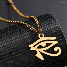 Pendant Necklaces XLNT Retro Ancient Stainless Steel Eye Of Horus Necklace Unisex Hollow Palm Spiral Vintage Gift