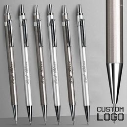 Metal Automatic Mechanical Pencil Private Custom Logo Heavy Feel 0.7mm School Student Stationery Supplies Drawing Sketch