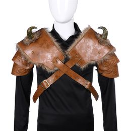 Adult PU Leather Coaplay Mediaeval Retro Knight Warrior Viking Armour Shoulder Show Party Game Props2493