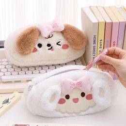 Plush Pencil Case Kawaii Stationery Pen Soft Winter Pencilcase School Supplies Trousse Cute Pouch