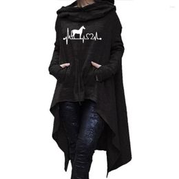 Women's Hoodies Casual For Women Plus Size Femmes With Pockets Sweatshirts Young Female Horse Heartbeat Pattern Printing