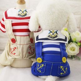 Dog Apparel Navy Style Four-legged Pants Strap Striped Pattern Cute Pets Turned Clothes Pet Clothing Coat Jumpsuit