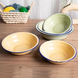 Bowls Enamel Basin Round Uncovered Vintage Retro Nostalgic Household Thickened Kitchen Soup Bowl Baby Washbasin Laundry Chinese Style