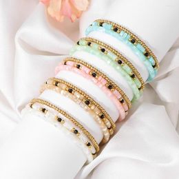 Pulseiras de contas de concha de água doce natural coloridas de vertente para mulheres masculinas cor de ouro tingidas de madrepérola joias de tornozeleira