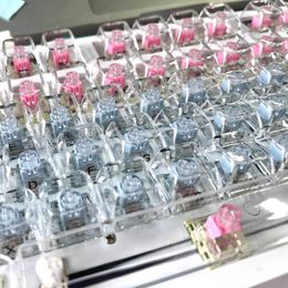 Keyboards 132 Keys Crystal Transparent Keycaps For MX Switch Mechanical Gaming Keyboard CBSA Profile Blank backlit Keycap DIY Custom GK61 230715