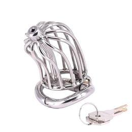 Stainless Steel Male Chastity Device Locking Metal Cock Cage with Urethral Catheter Dilator Penis Ring Sex Product for Men