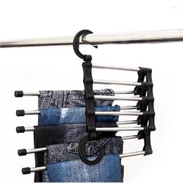 Hangers 5 In 1 For Clothes Stainless Multifunction Pants Rack Folding Hanger Wardrobe Organiser Storage Tools