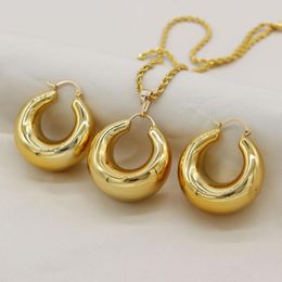 Necklace Earrings Set Adixyn Gold Colour Wedding Jewellery For Women Smooth Earring/Pendant/Necklace African India Party Gifts N06295