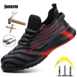 Safety Shoes Safety shoes men's lightweight breathable steel toe protective women's work boots indestructible outdoor sports shoes non-slip 230715