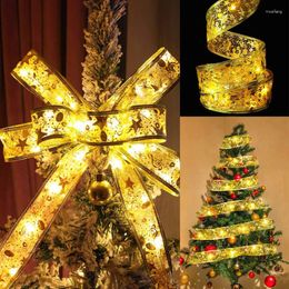 Christmas Decorations 5M Tree Decoratio Ribbon Lights With Flash Fairy Light Decoration 2023 Ornaments Year Bows String