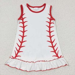 Girl Dresses Wholesale Baby Baseball Print Dress Sleeveless Tank Kid Children Infant Toddler Summer White Clothes