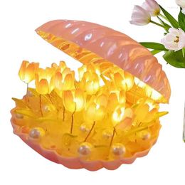 Night Lights Cute Light Room Decor Dreamy Ornament Shell Table Lamp Tulip Seashell Realistic Bedside For Schools Homes