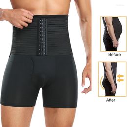 Men's Body Shapers Men High Waist Trainer Shorts With Hooks Tummy Control Shaper Padded Boyshorts BuLifter Compression Abdomen Belly