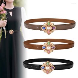 Belts French Waist Belt For Banquet Idol Costume Jewelry Theatrical Elegant Artificial Gemstones Leather