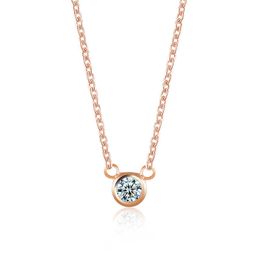 Princess Round Cut Cubic Zirconia New Simple Diamond Necklace Cz Zircon Chain Accessories Rose Gold Color Aesthetic Pendant Jewelry Collars For Women Wholesale