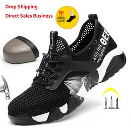 Safety Shoes Men Women Steel Toe Work Safety Shoes Lightweight Breathable Reflective Casual Sneaker Prevent piercing Women Protective boots 230715