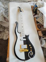 Rhxflame Diamond Series Prince Cloud White Black Electric Guitar Alder Body Maple Neck Symbol Inlay Wrap Arround Tailpiece Gold hardware