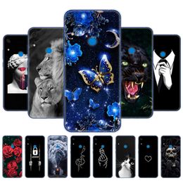 Silicon Case For Huawei Y6s 6.09 Inch Phone Transparent Back Cover Protective Soft Tpu AnimAl Tiger Cat