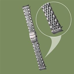 Watch Bands 1pc 22mm Rice Grain Solid Steel Watch Strap Modify Bracelet For SKX007 SKX009 SKX173 Watch Band Metal Wristband 18cm 230715