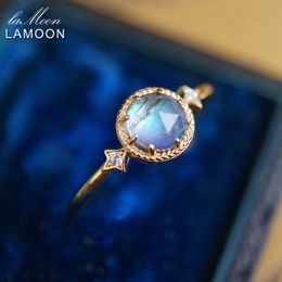 Wedding Rings LAMOON Natural Gemstone Ring For Women Topaz Abalone Shell 925 Sterling Silver Gold Vermeil Fine Jewelry Vintage Bijou Summer 230715