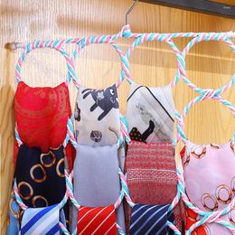 Hangers 6-28 Ring Scarf Shawl Scarves Holder Foldable Tie Belt Hook Organizer Rattan Weave Hanger Wardrobe Storage Display Rack