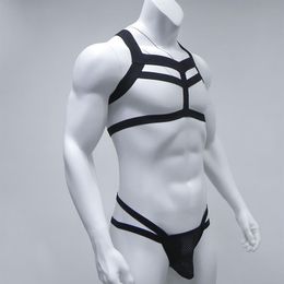 Sexy Costumes Men Body Lingerie Gay Thongs G-string Chest Harness Belt Bondage Set Male Strap Performance Nightclub Costume Drop S236g