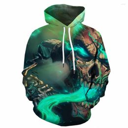 Men's Hoodies 3d Skull Hoodie Men Motorcycle Printed Flame Print Hip Hop Sweatshirt Mens Clothing Streetwear Autumn