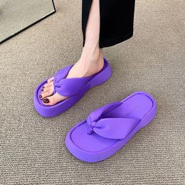 Slippers Fashion Thick Platform Flip Flops Woman Sandals Soft Stain Vintage Anti-Slip Slippers Outdoor Summer Beach Shoes Slides Purple 230715