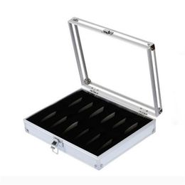 2021 whole Professional 12 Grid Slots Jewelry Watches Boxes Display Storage Square Box Case Aluminium Suede Inside Container O190V