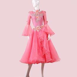 Stage Wear 2023 S Ballroom Dress Standard Clothes For Dancing Dance Competition Red Dresses Waltz-MD972