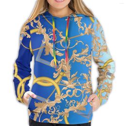 Women's Hoodies NOISYDESIGNS Sweatshirt Women Long Sleeves Euporean Golden Floral Pullovers Tops O-neck Hooded Gradient Colour