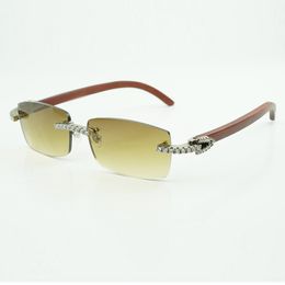 New moissanite diamond sunglasses male and female original wood sunglasses 3524012 size 56-18-140mm