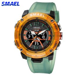 SMAEL Brand Fashion Student Gift Sport Watch for Men Waterproof Youth Alarm Digital LED Stopwatch Quartz Analog Wristwatch Male