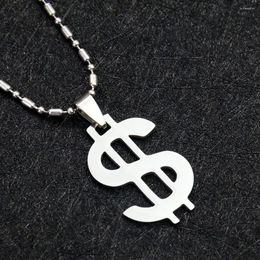 Pendant Necklaces American US Sign Dollar Money Logo Symbol Stainless Steel Necklace Hip-hop Charms Punk Collar Chain Man Jewelry Gifts