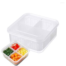 Storage Bottles Refrigerator Box Transparent Fruit Containers For Fridge Keep Fresh Container Lid Organiser 4 Compartments Food
