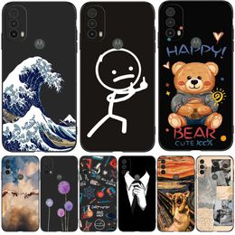 For Motorola Moto E20 E30 E40 Case Phone Back Cover Protective Bag Soft Silicone Black Tpu Dog Cat Flower Pattern