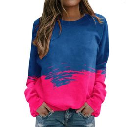 Women's Hoodies Casual Cotton Round Neck Solid Sweatshirt Women Tie Dye Colour Matching Printing Womens Athletic Sweatshirts