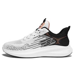 Men's Running Shoes Comfortable Sports Sneakers Lightweight Lace Up Youth Casual Trainers White Grey