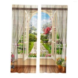Curtain Rustic Window Curtains Decoration Garden Scenery Farmhouse Bedroom Drapes For Living Room Kitchen Bathroom