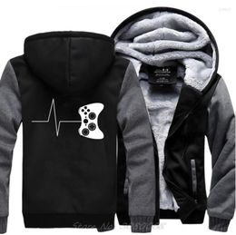 Men's Hoodies Gamers Zipper Funny Gaming Video Sweatshirts Men Winter Warm Fleece Thick Hooded Game Hoodie Mens Jackets