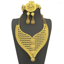 Necklace Earrings Set Gold Plated Dubai Women's Jewelry Wedding Gift African Big Vitange Sets Ethiopian Bridal Hawaiian Jewellery