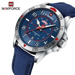 Top Brand Naviforce Men's Sports Watches Simple Business Design Waterproof Nylon Strap Belt Quartz Wristwatch Relogio Masculino