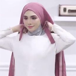 Ethnic Clothing JTVOVO 2021 Muslim Women Solid Color Chiffon Convenient Bandage Hijab Lazy People Quickly Wear A Thin Veil Wrap Sc265O