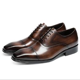Men Dress Shoes Designer Social With Suit Luxury Leather Stylish Lace-up Wear Resistant Minimalist Style Business zapato 1AA17