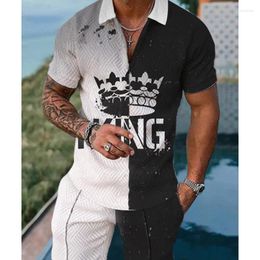 Men's Tracksuits Arrival Summer Polo Suit Business Casual Short-Sleeved Tracksuit Streetwear Oversized Shirt Two-piece Set