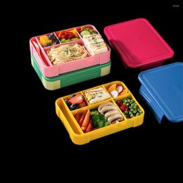Storage Bottles Stackable Bento Box With Compartments Rectangular Fruit Salad Dinnerware For Children Student Worker Lunch Plastic