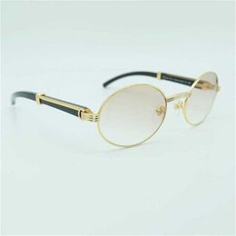 Oval Mottled Buffalo Horn Men Carter Mens Metal Black White Buffs Glasses Luxury Outdoor Driving Shade EyewearKajia New