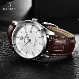 BENYAR Fashion Mens Watches Top Brand Luxury Military Quartz Watch Leather Waterproof Sport Watch Men Clocks reloj hombre 2023